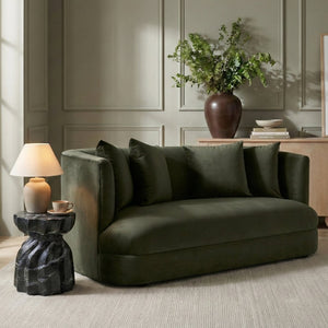Meridian Furniture Alder Plush Velvet Loveseat with Rounded Arms and Solid Wood Frame for Modern Living Rooms Green 699Green-L