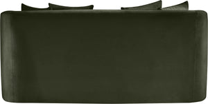 Meridian Furniture Alder Plush Velvet Loveseat with Rounded Arms and Solid Wood Frame for Modern Living Rooms Green 699Green-L