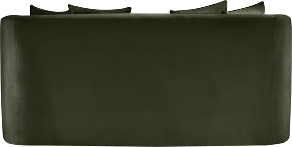 Meridian Furniture Alder Plush Velvet Loveseat with Rounded Arms and Solid Wood Frame for Modern Living Rooms Green 699Green-L