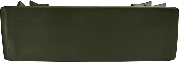 Meridian Furniture Alder Curved Velvet Three Seat Sofa with Solid Wood Frame for Modern Living Rooms Green 699Green-S