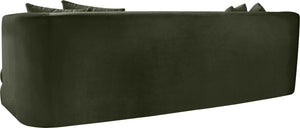 Meridian Furniture Alder Curved Velvet Three Seat Sofa with Solid Wood Frame for Modern Living Rooms Green 699Green-S