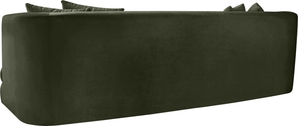 Meridian Furniture Alder Curved Velvet Three Seat Sofa with Solid Wood Frame for Modern Living Rooms Green 699Green-S