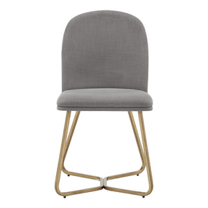 Marquis Glam Dining Chair Set with Gold Metal Frame and Linen Upholstered Seat
