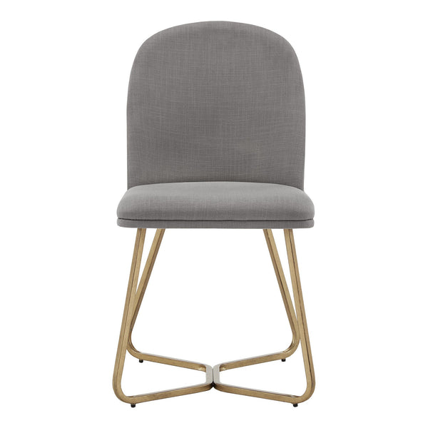 Marquis Glam Dining Chair Set with Gold Metal Frame and Linen Upholstered Seat