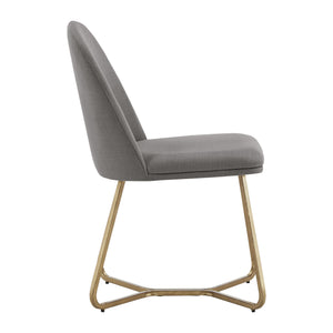 Marquis Glam Dining Chair Set with Gold Metal Frame and Linen Upholstered Seat