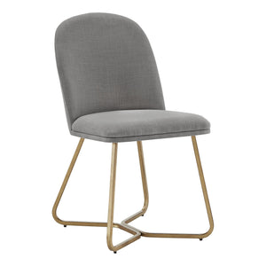 Marquis Glam Dining Chair Set with Gold Metal Frame and Linen Upholstered Seat
