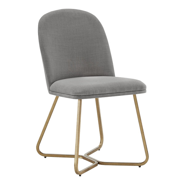 Marquis Glam Dining Chair Set with Gold Metal Frame and Linen Upholstered Seat