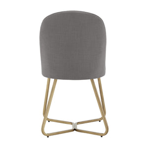 Marquis Glam Dining Chair Set with Gold Metal Frame and Linen Upholstered Seat