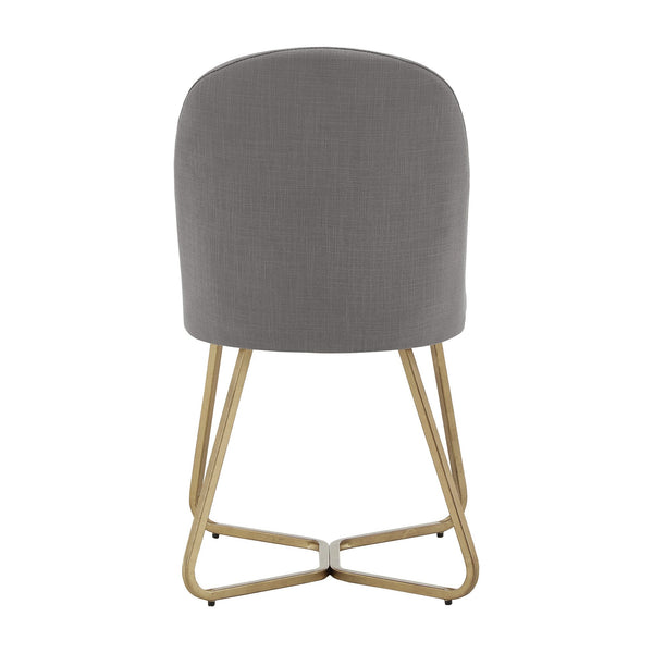 Marquis Glam Dining Chair Set with Gold Metal Frame and Linen Upholstered Seat
