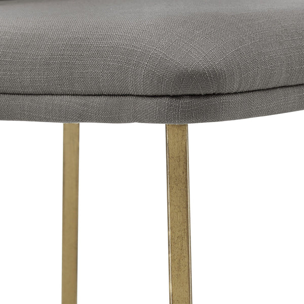 Marquis Glam Dining Chair Set with Gold Metal Frame and Linen Upholstered Seat