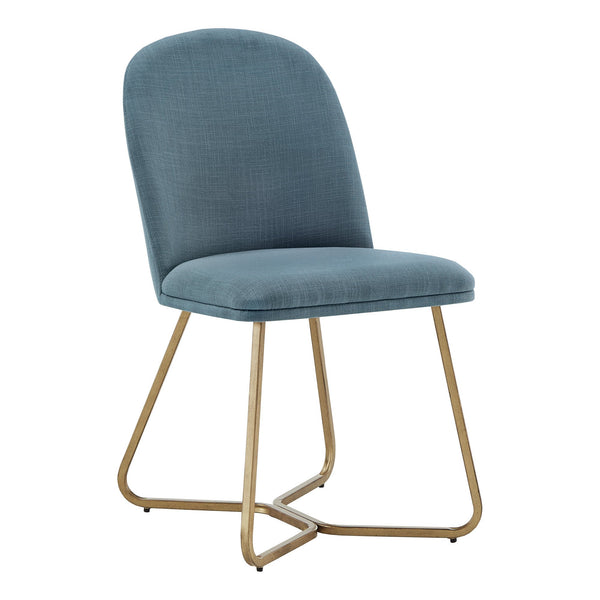 Marquis Glam Dining Chair Set with Gold Metal Frame and Linen Upholstered Seat