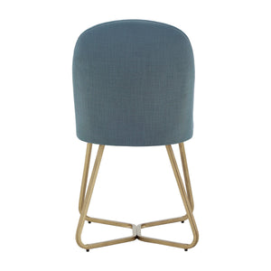 Marquis Glam Dining Chair Set with Gold Metal Frame and Linen Upholstered Seat