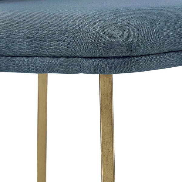 Marquis Glam Dining Chair Set with Gold Metal Frame and Linen Upholstered Seat