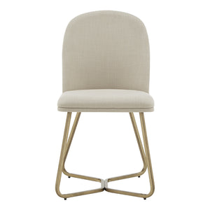 Marquis Glam Dining Chair Set with Gold Metal Frame and Linen Upholstered Seat