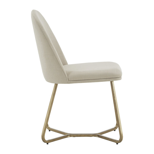 Marquis Glam Dining Chair Set with Gold Metal Frame and Linen Upholstered Seat