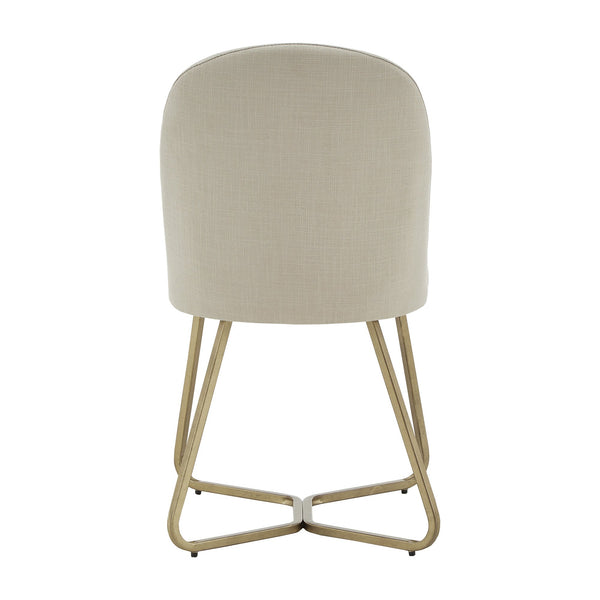 Marquis Glam Dining Chair Set with Gold Metal Frame and Linen Upholstered Seat