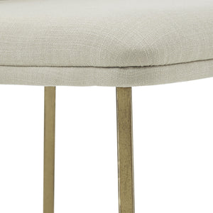 Marquis Glam Dining Chair Set with Gold Metal Frame and Linen Upholstered Seat