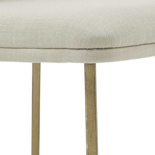 Marquis Glam Dining Chair Set with Gold Metal Frame and Linen Upholstered Seat