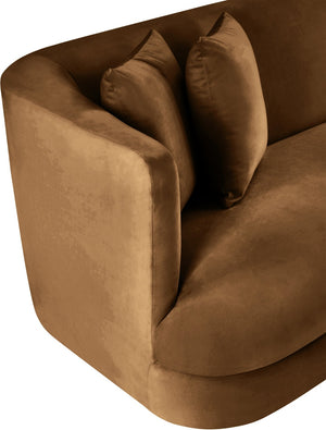Meridian Furniture Alder Barrel Accent Chair Plush Velvet Upholstery Curved Frame for Modern Living Rooms Saddle 699Saddle-C