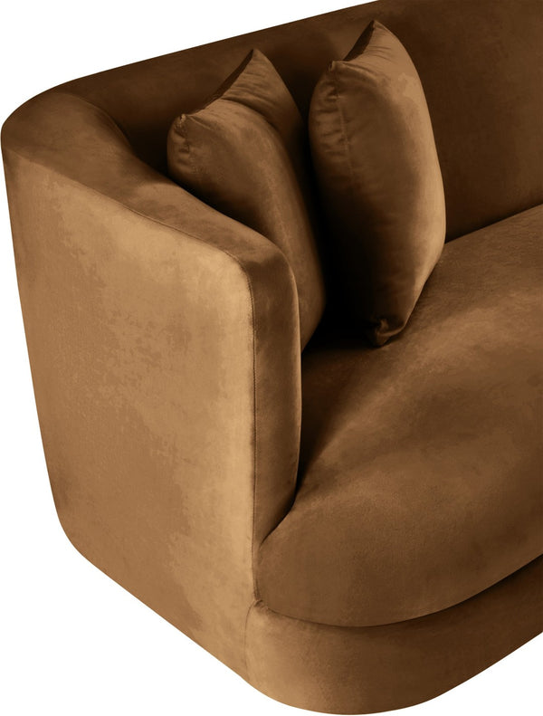 Meridian Furniture Alder Barrel Accent Chair Plush Velvet Upholstery Curved Frame for Modern Living Rooms Saddle 699Saddle-C