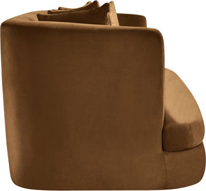 Meridian Furniture Alder Plush Velvet Loveseat with Rounded Arms and Solid Wood Frame for Modern Living Rooms Saddle 699Saddle-L