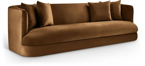 Meridian Furniture Alder Curved Velvet Three Seat Sofa with Solid Wood Frame for Modern Living Rooms Saddle 699Saddle-S
