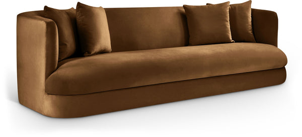 Meridian Furniture Alder Curved Velvet Three Seat Sofa with Solid Wood Frame for Modern Living Rooms Saddle 699Saddle-S