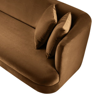 Meridian Furniture Alder Curved Velvet Three Seat Sofa with Solid Wood Frame for Modern Living Rooms Saddle 699Saddle-S