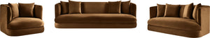 Meridian Furniture Alder Curved Velvet Three Seat Sofa with Solid Wood Frame for Modern Living Rooms Saddle 699Saddle-S