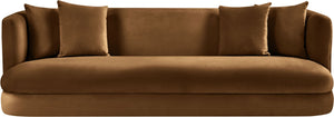 Meridian Furniture Alder Curved Velvet Three Seat Sofa with Solid Wood Frame for Modern Living Rooms Saddle 699Saddle-S