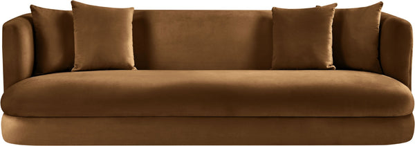 Meridian Furniture Alder Curved Velvet Three Seat Sofa with Solid Wood Frame for Modern Living Rooms Saddle 699Saddle-S