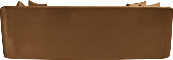 Meridian Furniture Alder Curved Velvet Three Seat Sofa with Solid Wood Frame for Modern Living Rooms Saddle 699Saddle-S