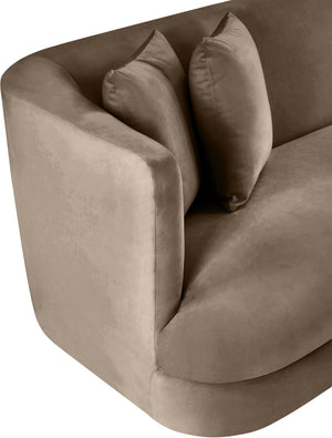 Meridian Furniture Alder Barrel Accent Chair Plush Velvet Upholstery Curved Frame for Modern Living Rooms Taupe 699Taupe-C
