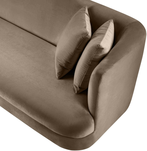 Meridian Furniture Alder Plush Velvet Loveseat with Rounded Arms and Solid Wood Frame for Modern Living Rooms Taupe 699Taupe-L