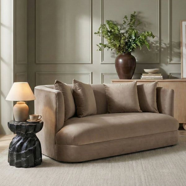 Meridian Furniture Alder Plush Velvet Loveseat with Rounded Arms and Solid Wood Frame for Modern Living Rooms Taupe 699Taupe-L