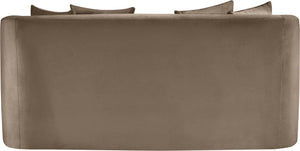 Meridian Furniture Alder Plush Velvet Loveseat with Rounded Arms and Solid Wood Frame for Modern Living Rooms Taupe 699Taupe-L