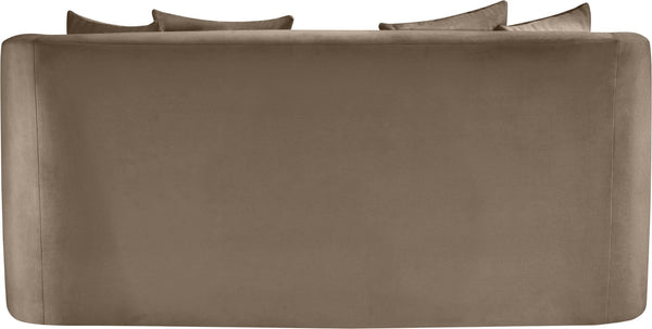Meridian Furniture Alder Plush Velvet Loveseat with Rounded Arms and Solid Wood Frame for Modern Living Rooms Taupe 699Taupe-L