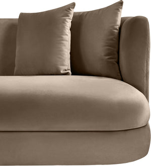 Meridian Furniture Alder Plush Velvet Loveseat with Rounded Arms and Solid Wood Frame for Modern Living Rooms Taupe 699Taupe-L