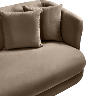 Meridian Furniture Alder Plush Velvet Loveseat with Rounded Arms and Solid Wood Frame for Modern Living Rooms Taupe 699Taupe-L