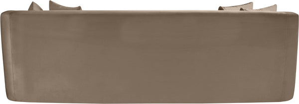 Meridian Furniture Alder Curved Velvet Three Seat Sofa with Solid Wood Frame for Modern Living Rooms Taupe 699Taupe-S
