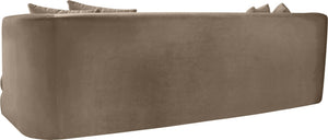 Meridian Furniture Alder Curved Velvet Three Seat Sofa with Solid Wood Frame for Modern Living Rooms Taupe 699Taupe-S