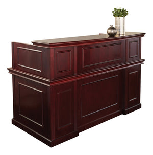 OSP Home Furnishings Townsend Reception Desk with Raised Transaction Counter for Modern Office Lobbies Cherry TOWCHY-TYP119