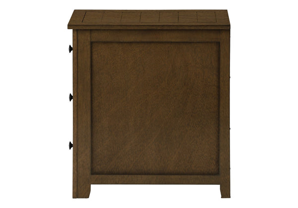 English Elm Accent Table For Small Spaces - Espresso Veneer Nightstand With 3 Storage Drawers & Modern Design B2710P219468