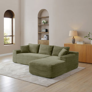 English Elm 105'' Modular Cloud Sectional Sofa Deep Seat Corduroy Upholstered L-shape Living Room W1117S00330