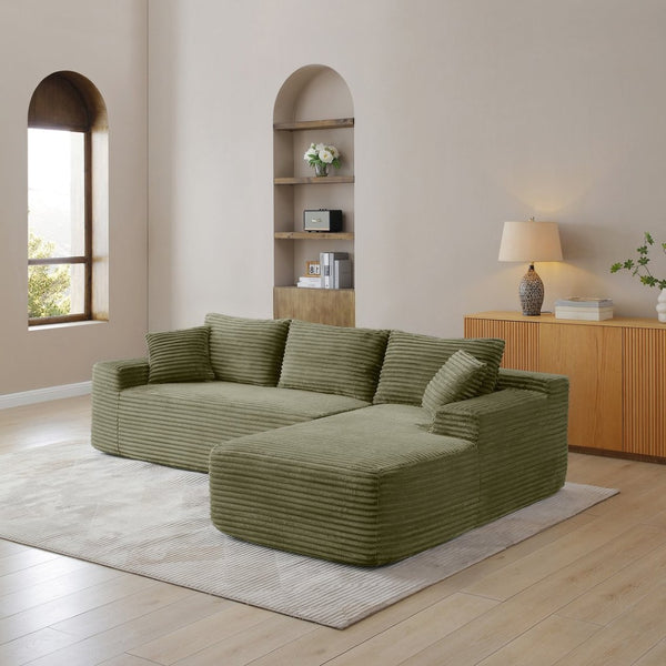 English Elm 105'' Modular Cloud Sectional Sofa Deep Seat Corduroy Upholstered L-shape Living Room W1117S00330