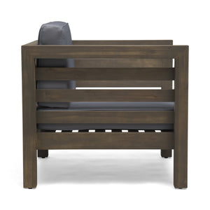 English Elm Christopher Knight Home® - OANA Outdoor Club Chair with Acacia Wood Frame, Removable Cushions, Slatted Design for Quick Drying Grey 65546.00DGRY