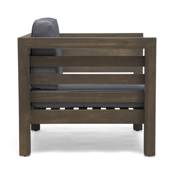 English Elm Christopher Knight Home® - OANA Outdoor Club Chair with Acacia Wood Frame, Removable Cushions, Slatted Design for Quick Drying Grey 65546.00DGRY