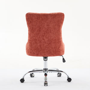 English Elm A&A Tufted Chenille Office Chair with Gold Chrome Base, Plush High-Rebound Cushion for Comfort Orange W1143P366776