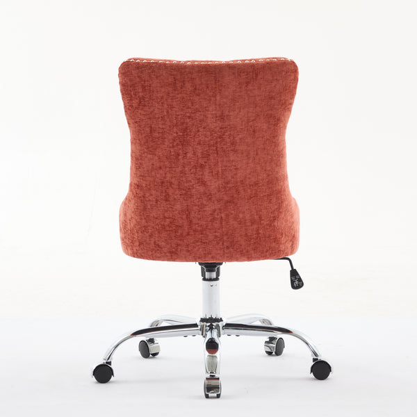 English Elm A&A Tufted Chenille Office Chair with Gold Chrome Base, Plush High-Rebound Cushion for Comfort Orange W1143P366776