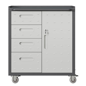 English Elm Sturdy Rolling Steel Garage Cabinet with Locking Drawers and Diamond Plate Workshop Storage T2398P222836